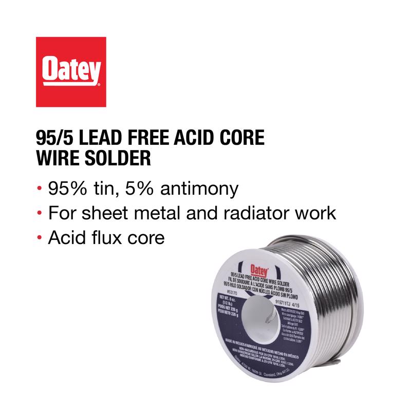 Oatey 4 oz Lead-Free Acid Core Wire Solder Tin/Antimony 95/5 1 pc