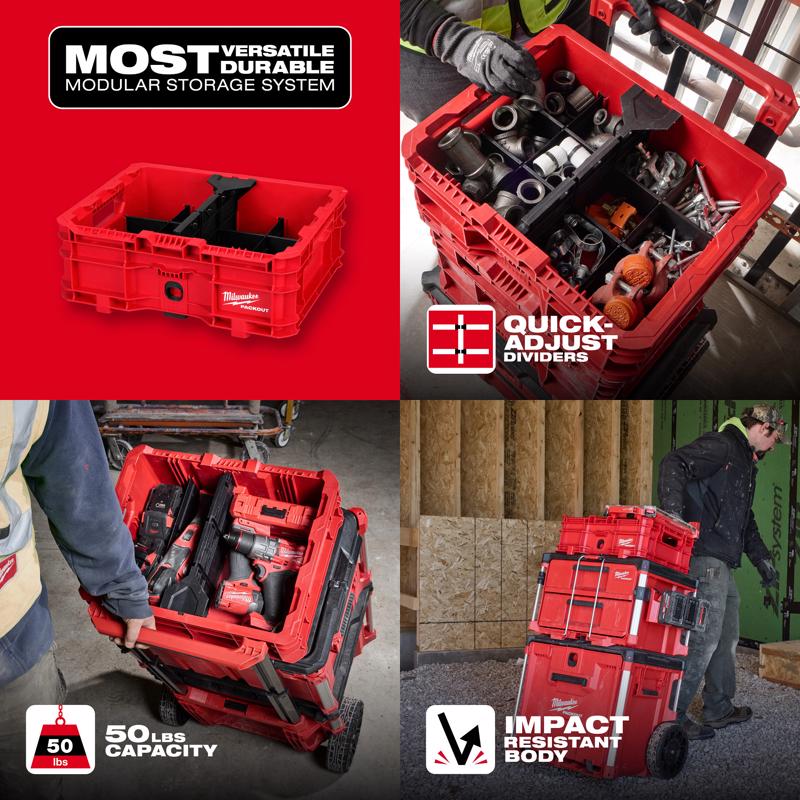 Milwaukee PACKOUT 6.63 in. H X 18.625 in. D Crate Modular System Black/Red