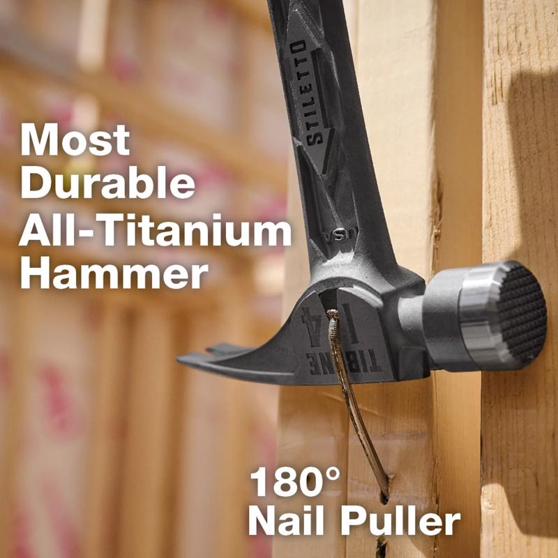 Stiletto 14 oz Milled Face Framing Hammer 18.0 in. Titanium Handle