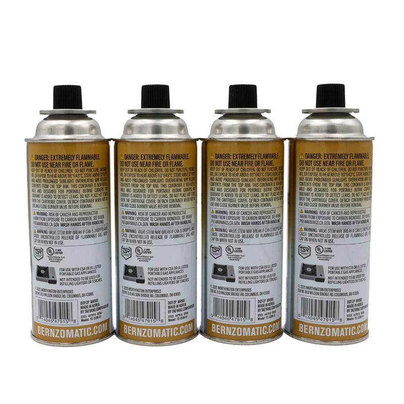 Bernzomatic 8 oz Butane Cylinder 4 pc