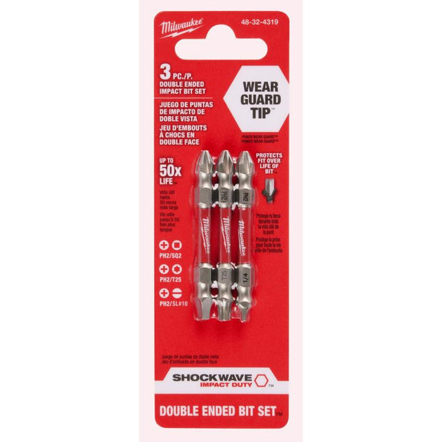 Milwaukee Assorted Double-Ended Screwdriver Bit Set Alloy Steel 3 pc