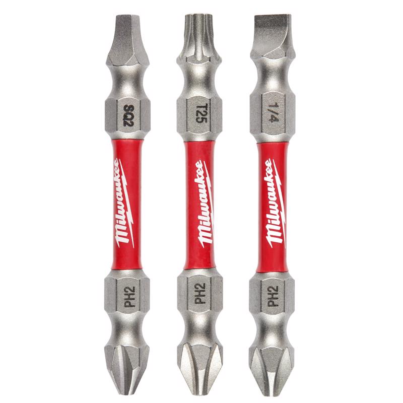Milwaukee Assorted Double-Ended Screwdriver Bit Set Alloy Steel 3 pc