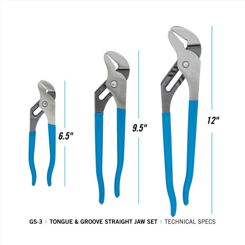 Channellock 3 pc Tongue & Groove Pliers Set
