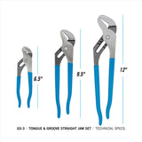 Channellock 3 pc Tongue & Groove Pliers Set