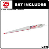 Milwaukee Sawzall 9 in. High Speed Steel Reciprocating Saw Blade 5 TPI 25 pk