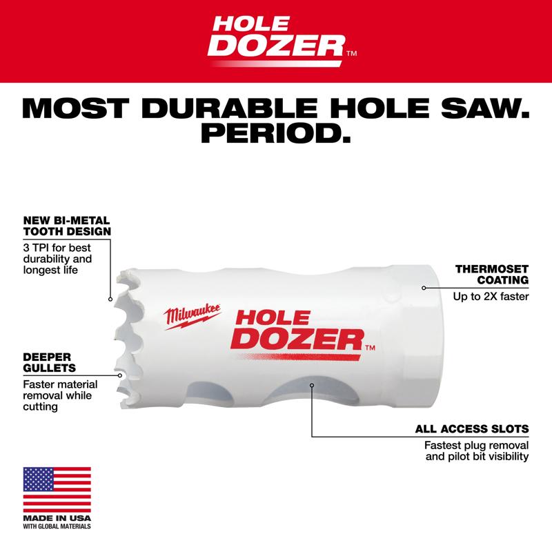 Milwaukee HOLE DOZER 13/16 in. Bi-Metal 2.125 in. L X 5/8 in. D Hole Saw