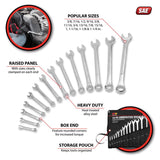 Performance Tool 12 Point SAE Combination Wrench Set 14 pc