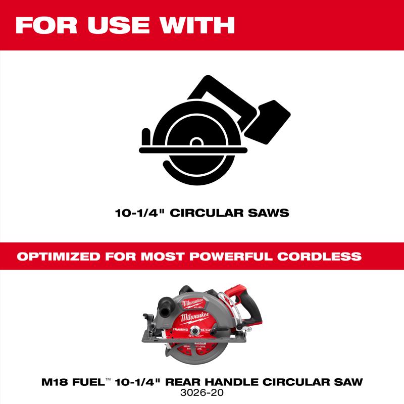 Milwaukee 10-1/4 in. D X 5/8 in. Carbide Circular Saw Blade 28 teeth