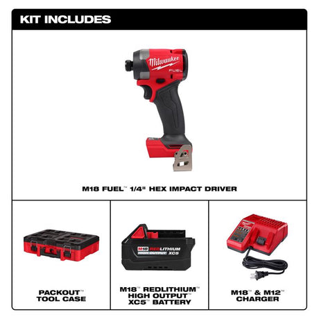 Milwaukee M18 FUEL 1/4 in. Cordless Brushless Impact Driver Kit (Battery)