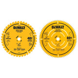 DeWalt 12 in. D Tungsten Carbide Tipped Circular Saw Blade Set 40 and 80 teeth 2 pc