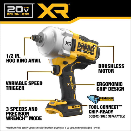 DeWalt 20V MAX XR 1/2" Impact Wrench with 20V MAX ATOMIC 3/8" Ratchet