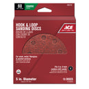 Ace 5 in. Aluminum Oxide Hook and Loop Sanding Disc 60 Grit Coarse 15 pk