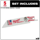 Milwaukee SAWZALL 4 in. Bi-Metal Double Duty Upgrade Reciprocating Saw Blade 14 TPI 5 pk