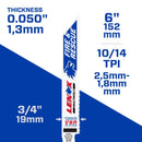 LENOX MULTIWOLF 6 in. Bi-Metal WAVE EDGE Reciprocating Saw Blade 10/14 TPI 2 pk