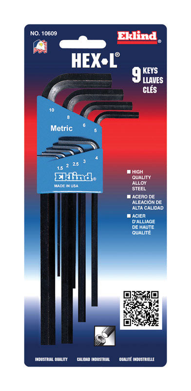 Eklind Hex-L 1.5-10 mm Metric Long Arm Hex L-Key Set 9 pc