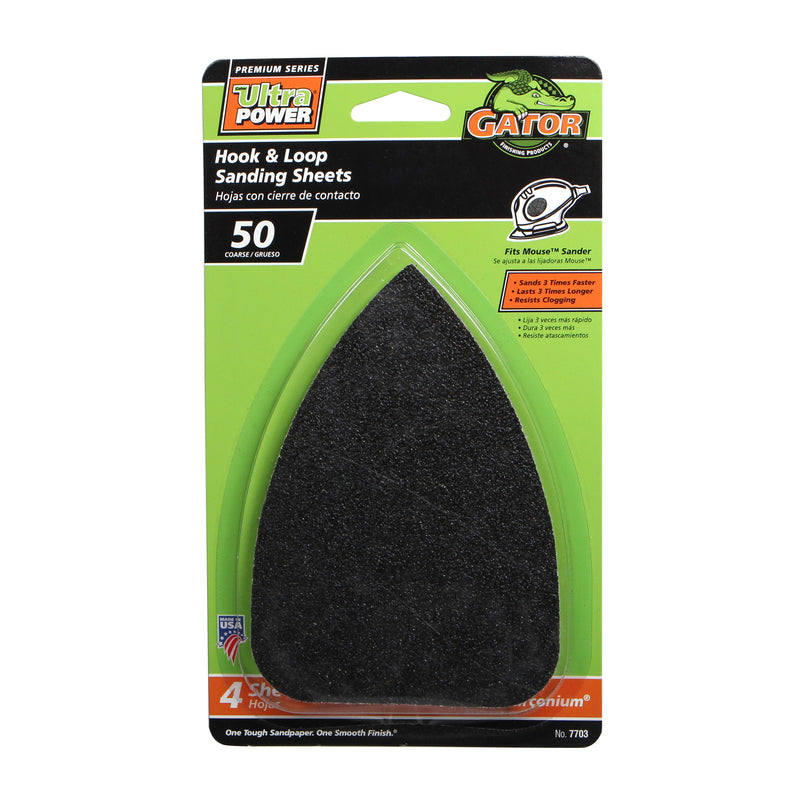 Gator Mouse 5 in. L X 3-1/2 in. W 50 Grit Zirconium Oxide Mouse Sandpaper 4 pk