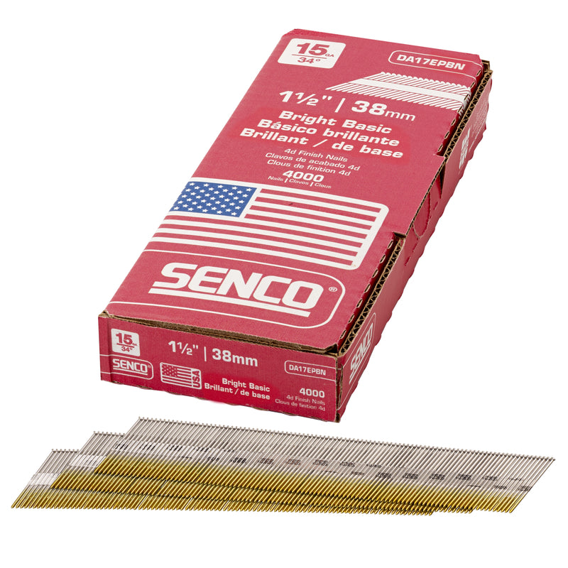 Senco 1-1/2 in. 15 Ga. Angled Strip Bright Finish Nails 34 deg 4000 pk