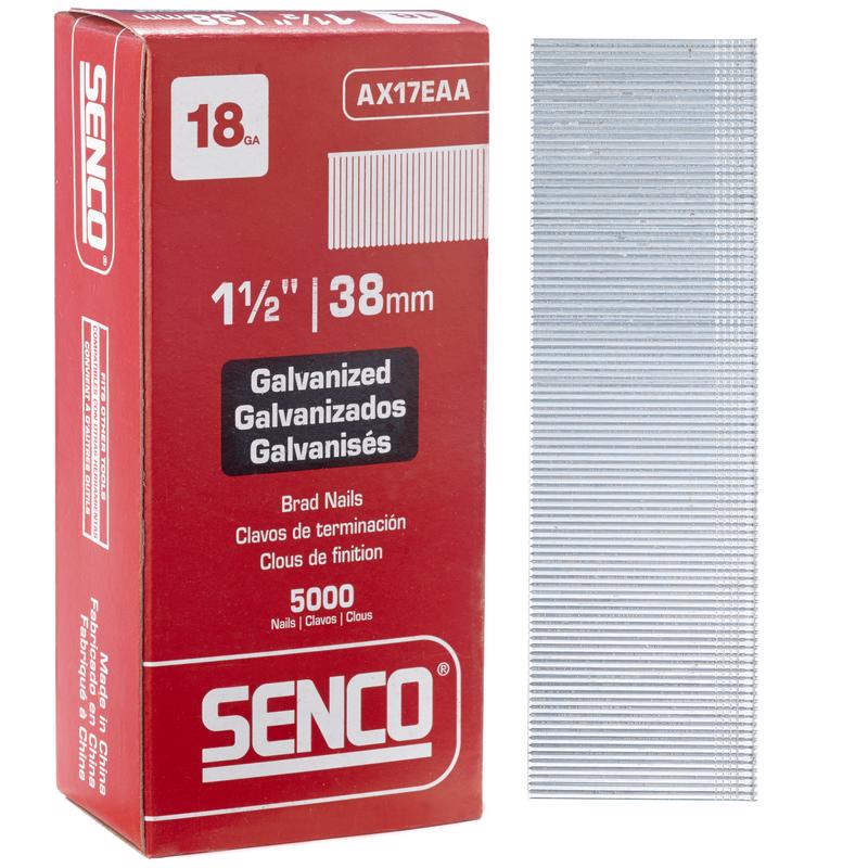 Senco 1-1/2 in. L X 18 Ga. Straight Strip Galvanized Brad Nails 5000 pk