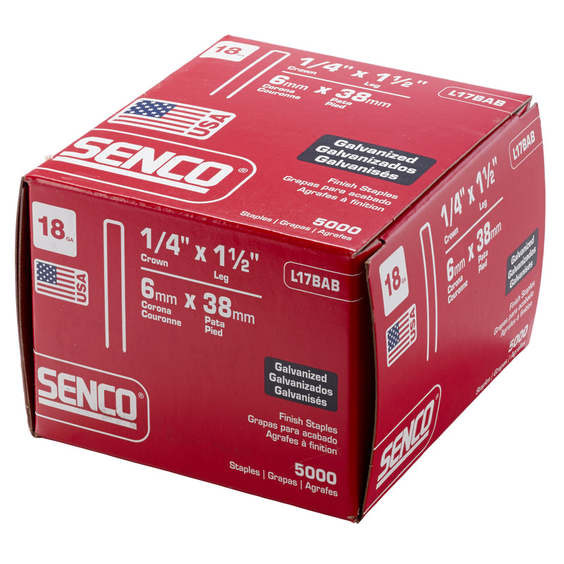 Senco 1/4 in. W X 1-1/2 in. L 18 Ga. Narrow Crown Finish Staples 5000 pk