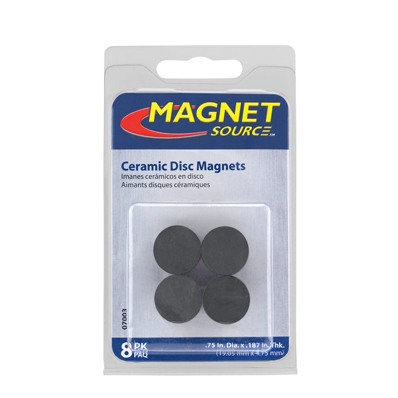 Magnet Source .197 in. L X .701 in. W Black Disc Magnets 0.7 lb. pull 8 pc