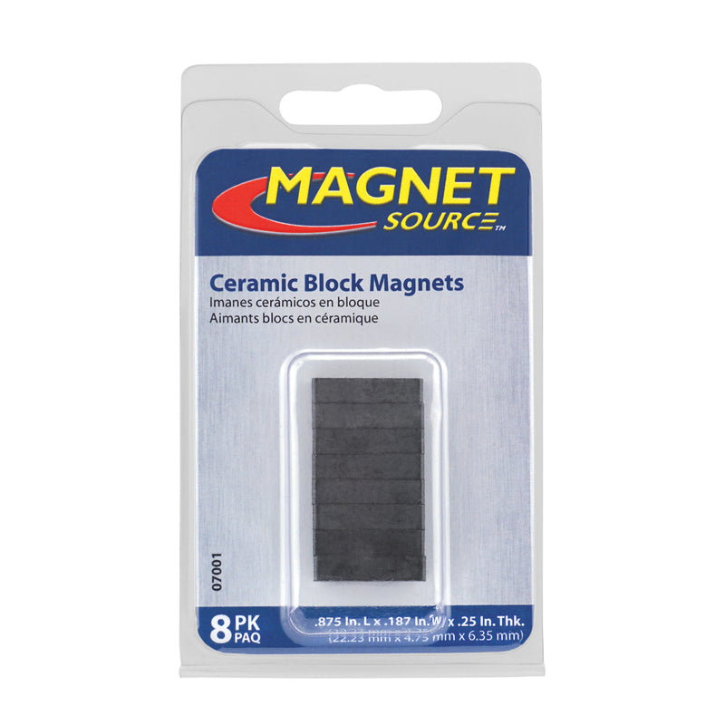 Magnet Source .875 in. L X .187 in. W Black Block Magnets 0.6 lb. pull 8 pc