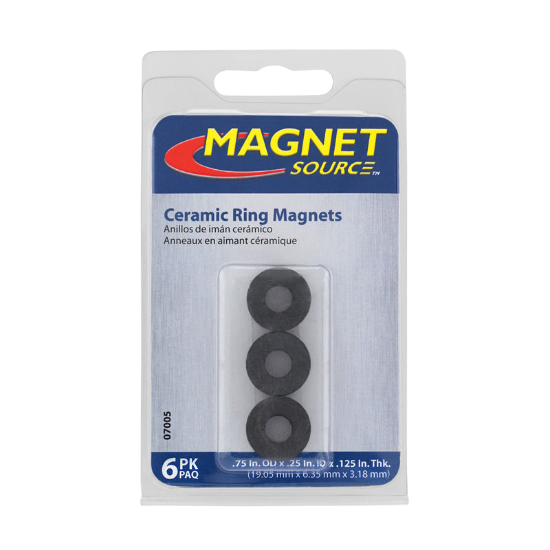Magnet Source .118 in. L X .69 in. W Black Ring Magnet Rings 0.39 lb. pull 6 pc