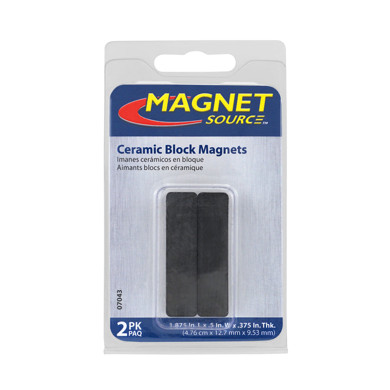 Magnet Source 1.875 in. L X .5 in. W Black Block Magnets 2.3 lb. pull 2 pc