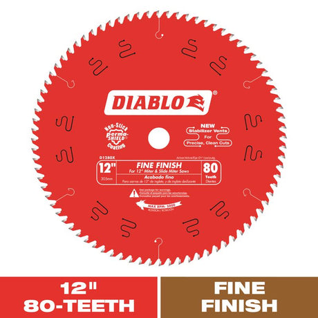 Diablo 12 in. D X 1 in. TiCo Hi-Density Carbide Finishing Saw Blade 80 teeth 1 pk