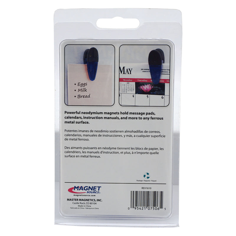 Magnet Source 3.5 in. L X 1.25 in. W Blue Magnetic Clips 2 pc