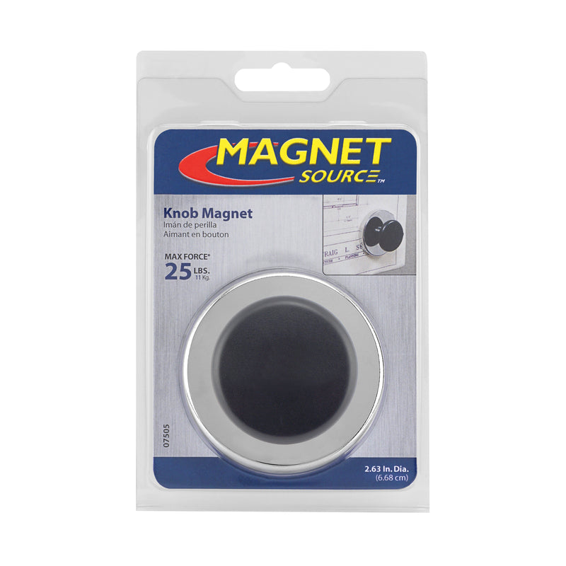 Magnet Source 1.25 in. L X 2.65 in. W Black Knob Magnet 25 lb. pull 1 pc