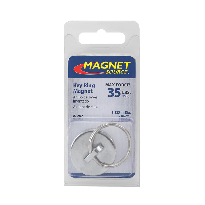 Magnet Source 1-1/8 in. L X 0.25 in. W Silver Round Magnet with Ring 35 lb. pull 1 pc