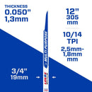 LENOX MULTIWOLF 12 in. Bi-Metal WAVE EDGE Reciprocating Saw Blade 10/14 TPI 1 pk