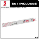 Milwaukee The Torch 9 in. Bi-Metal Reciprocating Saw Blade 10 TPI 5 pk