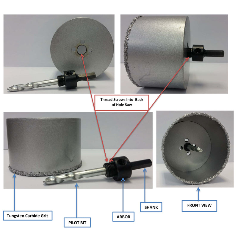 ARTU 4 in. Carbide Grit Hole Saw Arbor 1 pc