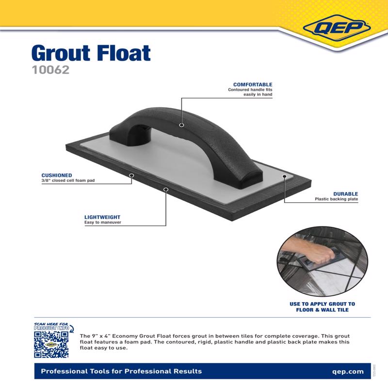 QEP 4 in. W X 9 in. L Rubber Grout Float Smooth