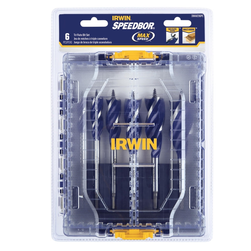 Irwin Speedbor Carbon Steel Spade Bit Set Quick-Change Hex Shank 6 pc