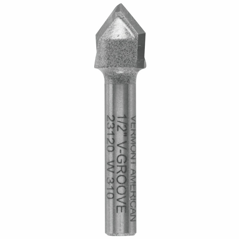 Vermont American 1/2 in. D X 1/2 in. X 1-3/4 in. L Carbide Tipped V-Groove Router Bit