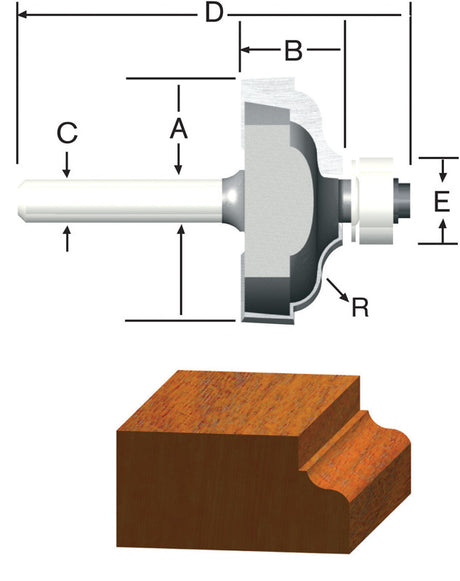 ROUTER BIT 1/4R OGEE