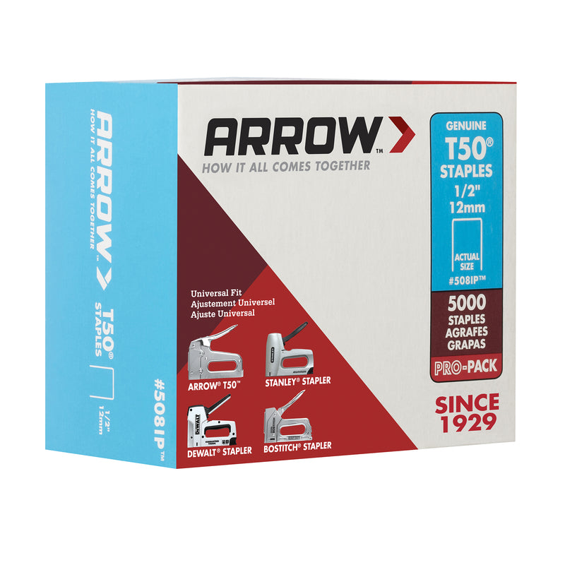 Arrow T50 3/8 in. W X 1/2 in. L 18 Ga. Flat Crown Heavy Duty Staples 5000 pk