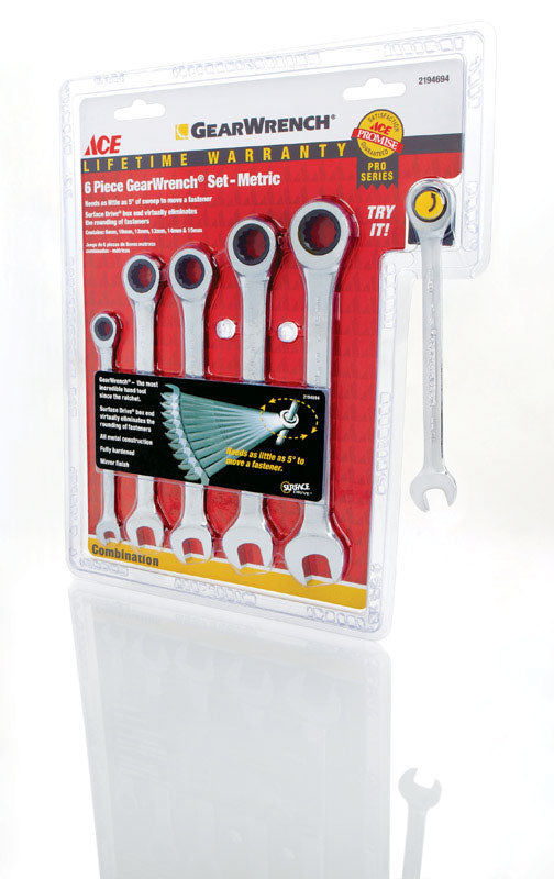 Ace Metric Gearwrench Set 7.89 in. L 6 pc