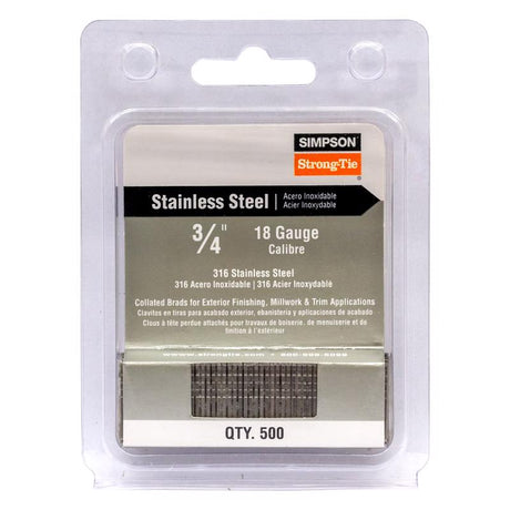 Simpson Strong-Tie 3/4 in. L X 18 Ga. Straight Strip Coated Nails 500 pk