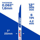 LENOX DEMOWOLF 12 in. Bi-Metal Reciprocating Saw Blade 6 TPI 2 pk