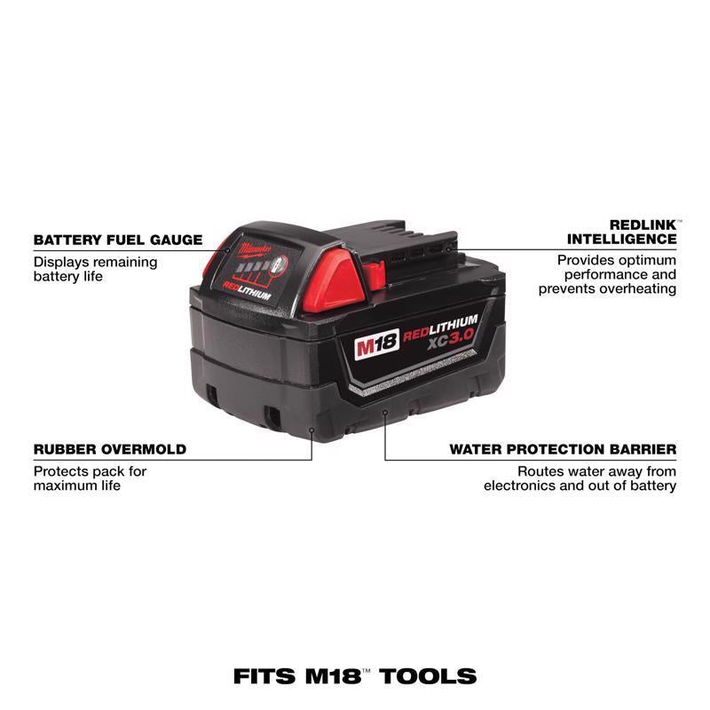 Milwaukee M18 RedLithium XC 3 Ah Lithium-Ion Battery Pack 1 pc