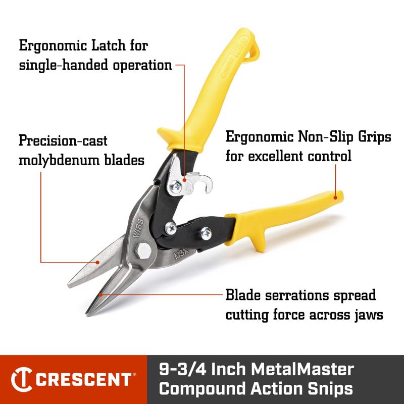 Crescent Wiss 9-3/4 in. Stainless Steel Straight Combination Pattern Snips 18 Ga. 1 pk