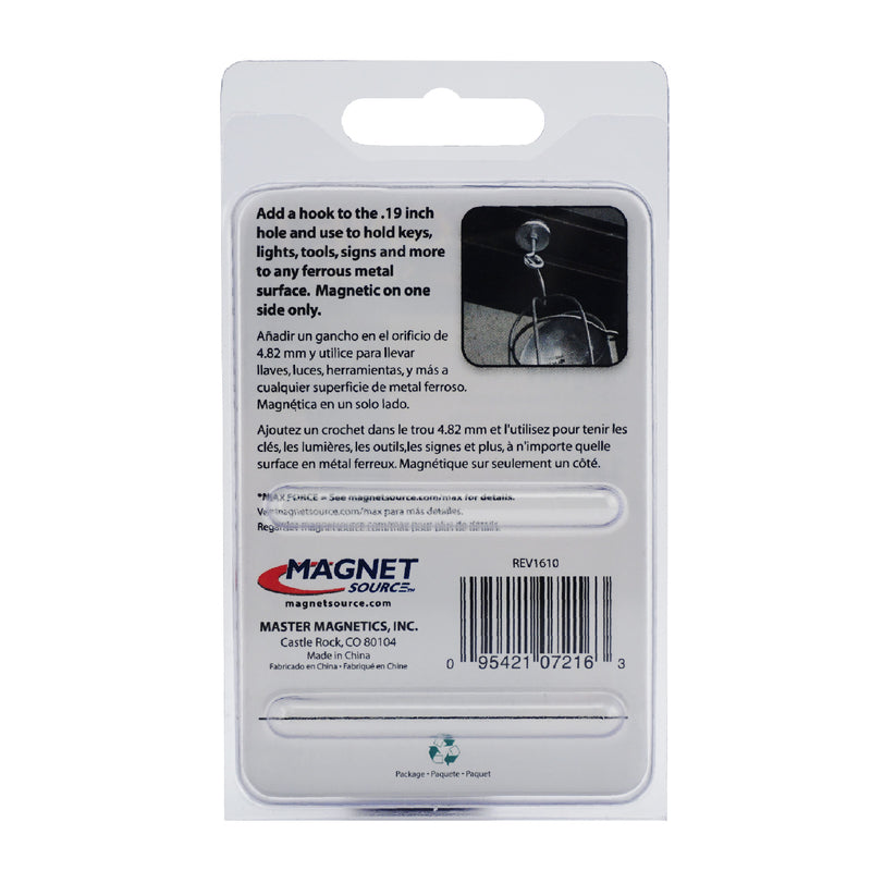 Magnet Source .283 in. L X 1.42 in. W Silver Round Base Magnet 16 lb. pull 1 pc