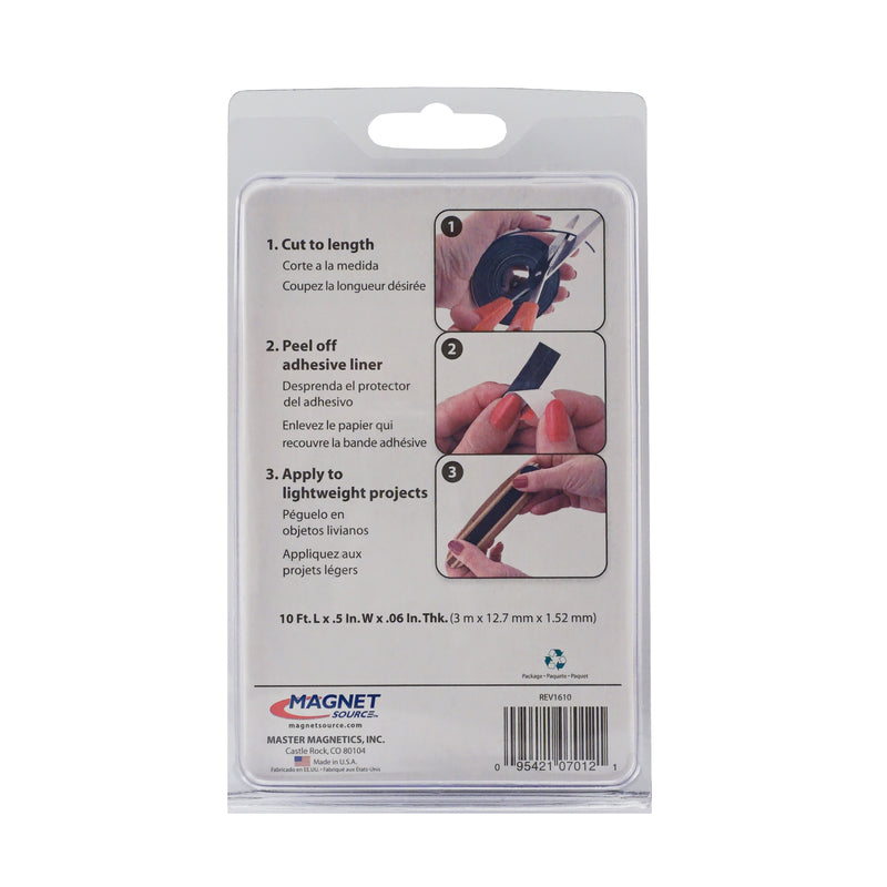 Magnet Source .5 in. W X 120 in. L Mounting Tape Black