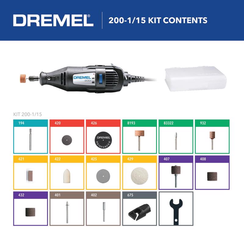 Dremel 200 Series 0.9 amps Corded 2-Speed Rotary Tool Kit