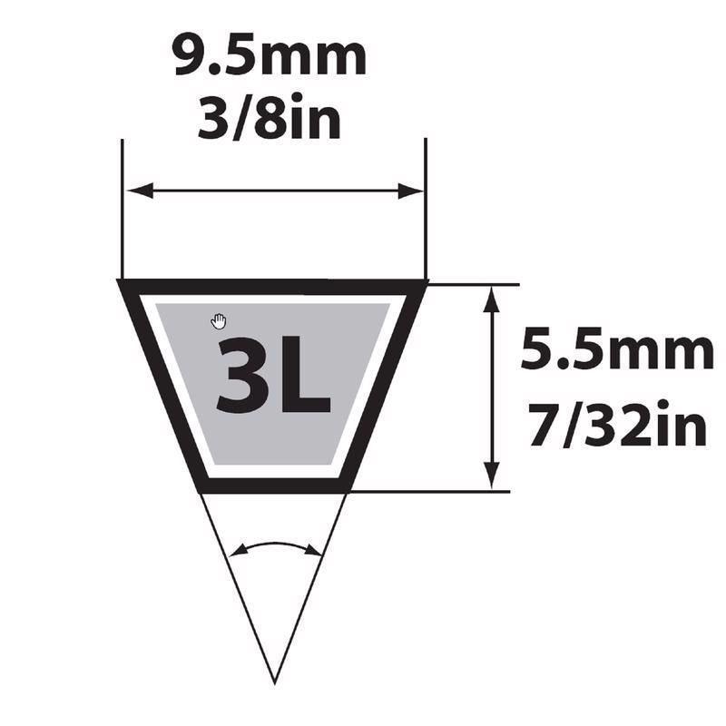 Mitsuboshi FHP 3L450 Standard General Utility V-Belt 0.38 in. W X 45 in. L For Fractional Horsepower