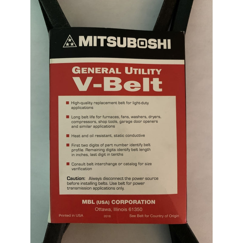 Mitsuboshi FHP 5L920 General Utility V-Belt 0.63 in. W X 92 in. L For Fractional Horsepower Motors