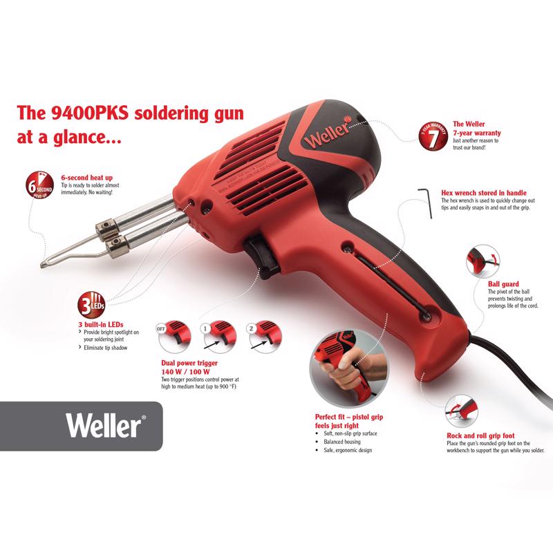 Weller Corded Soldering Gun Kit 140 W 1 pk